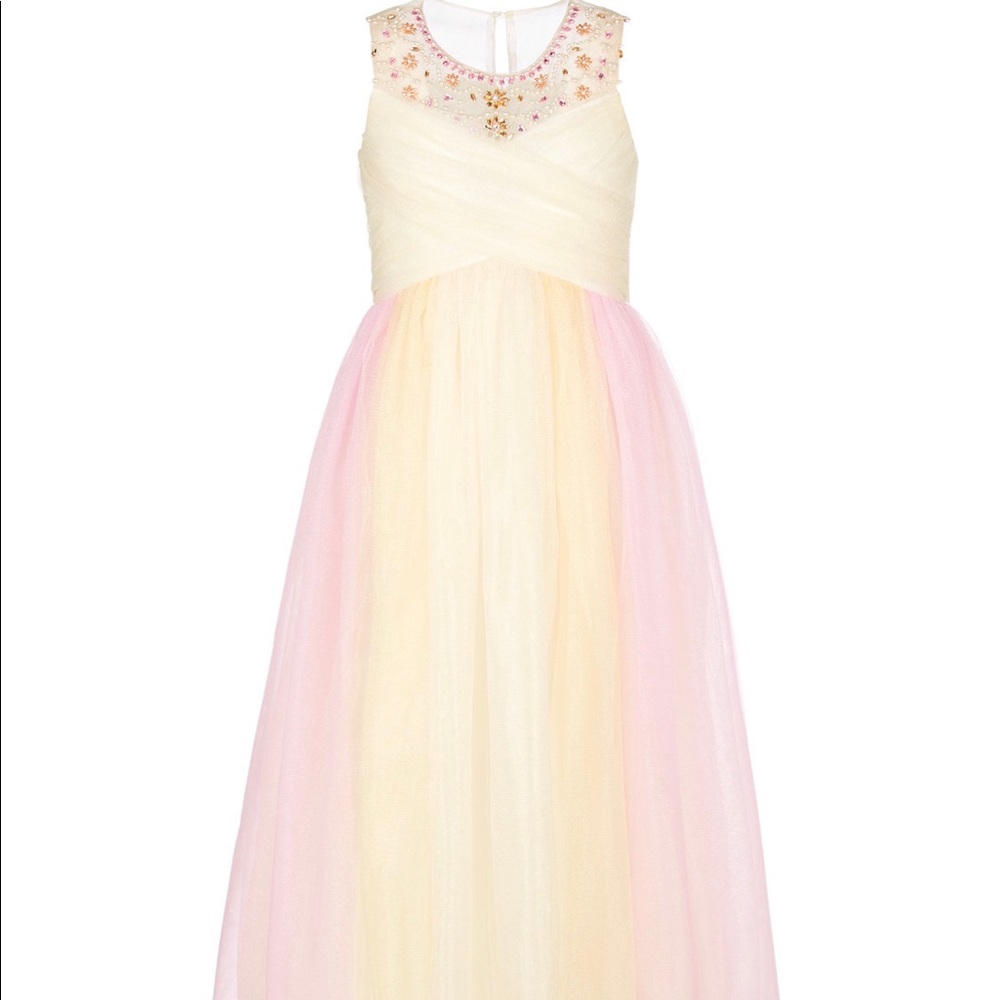 Big girls beaded crisscross ball gown